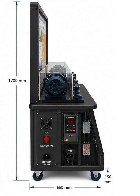 entrenador para mantenimiento industrial vista lateral